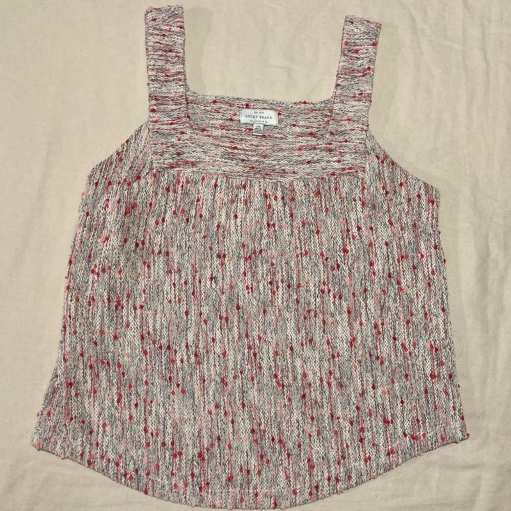 Lucky Brand Speckled Red and Gray Tank Top